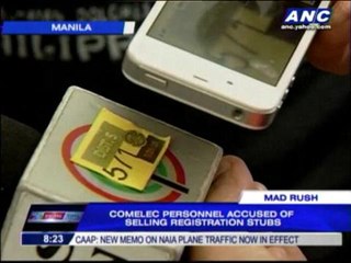 Comelec employees sold tickets for voters' registration?