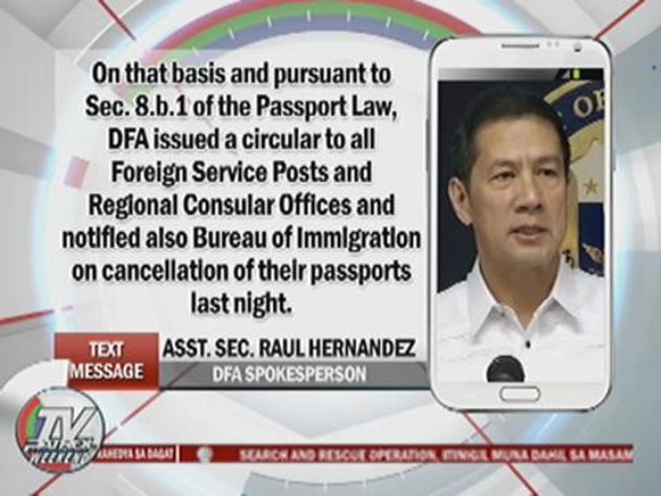 Passports of Janet Napoles, brother cancelled