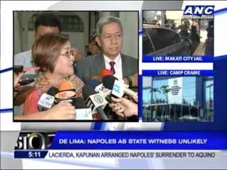 De Lima: Napoles as state witness unlikely