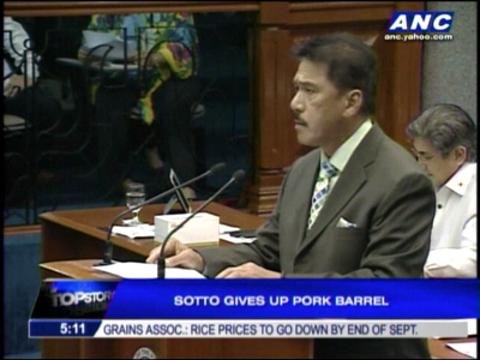 Sotto gives up pork barrel