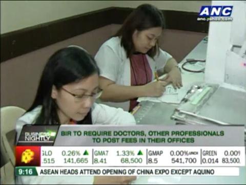 BIR to require professionals to post fees