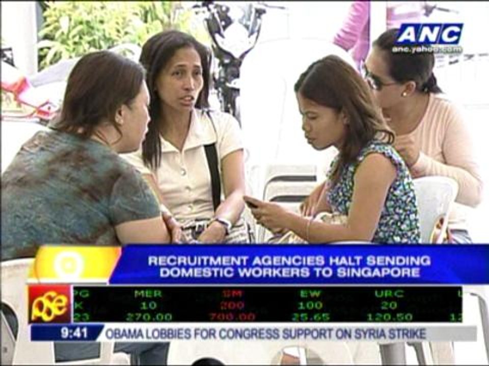 Recruiters halt sending domestic workers to Singapore