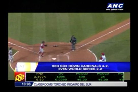 Red Sox down Cards, even World Series 2-2