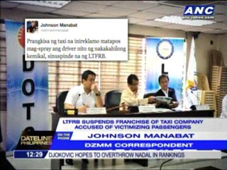 Descargar video: LTFRB suspends taxi franchise in chemical spray modus