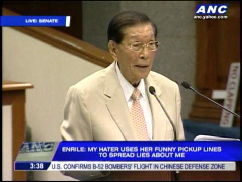WATCH: Enrile says Miriam a bitter, obsessive hater