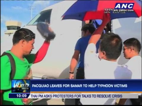 Pacquiao leaves for Samar to help typhoon victims