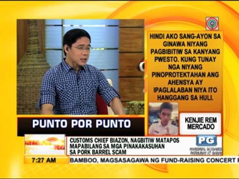 Punto por Punto: Customs chief Biazon, nagbitiw matapos mapabilang sa mga pinakakasuhan sa pork scam