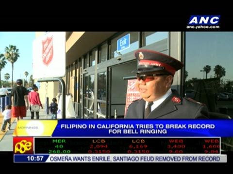 Filipino in California tries to break bell-ringing record