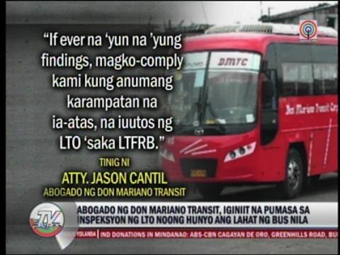 LTFRB to probe Don Mariano bus crash