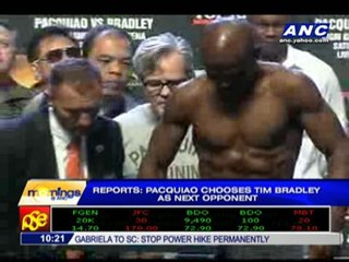 Report: Pacquiao chooses Bradley as next foe