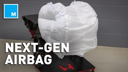 This airbag cushions passengers’ heads like a baseball mitt