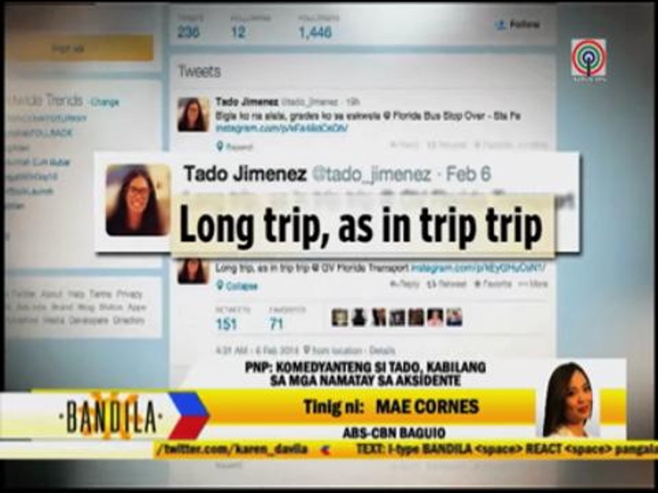 Bus falls off ravine; Tado, 13 others killed