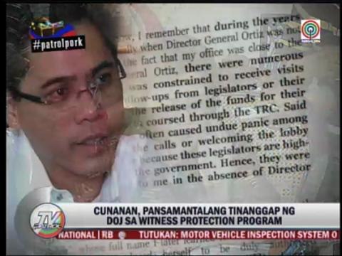 DOJ: Cunanan temporarily admitted as state witness