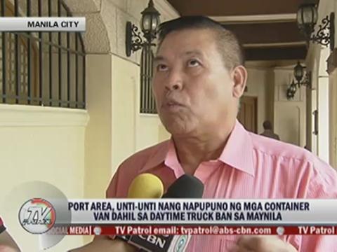 Cargo containers pile up in Manila port area