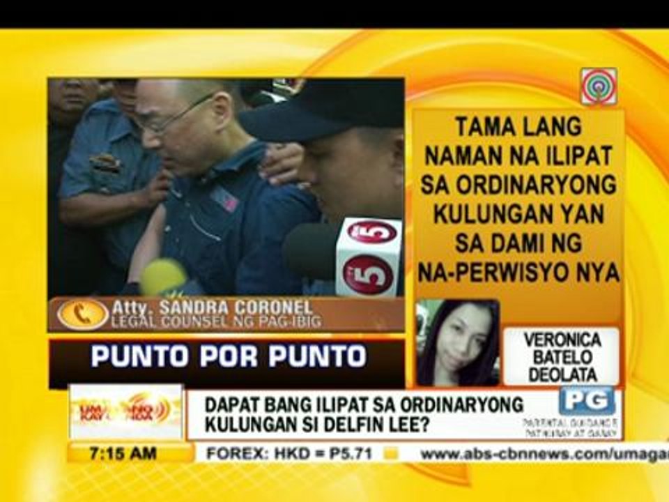 Punto por Punto: Dapat bang ilipat sa ordinaryong kulungan si Delfin Lee?