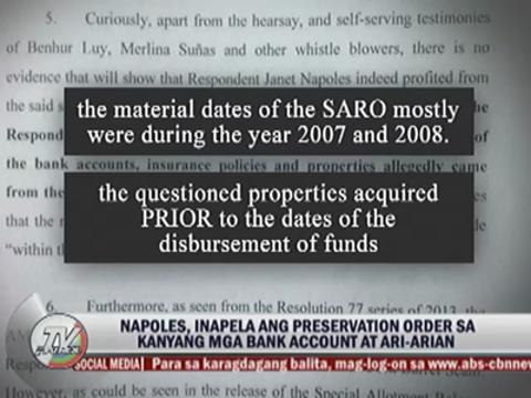 Napoles appeals freeze of assets