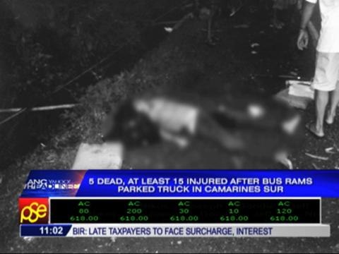 5 dead, 15 hurt as bus rams truck in CamSur