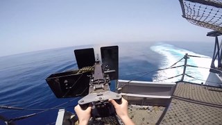 U.S. Sailors Fire the M2 Browning and Twin M2HB • Military Exercises at Sea