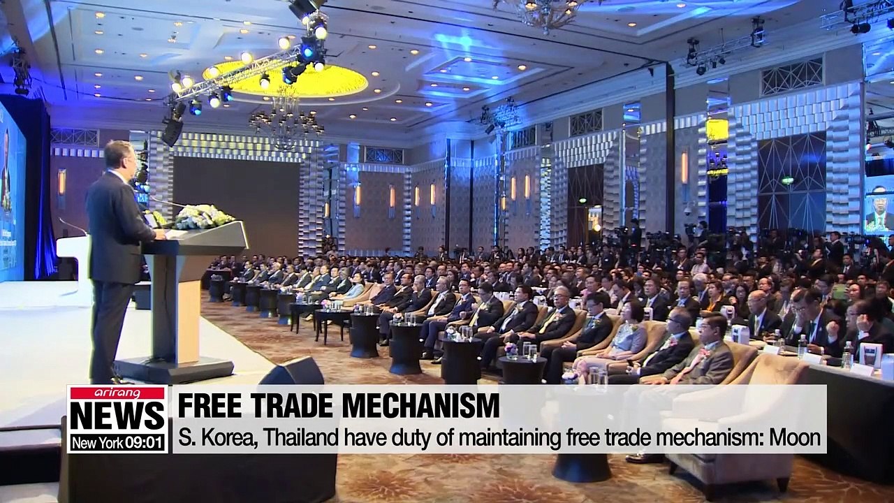 Moon express strong support for multilateral trade mechanism, saying it is duty for S. Korea and Thailand