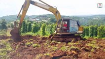 Excavator in contruction site (working equipment)  Kids truck video
