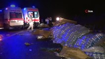 Başkent’te yolcu otobüsü, devrilen TIR’a çarptı: 1 yaralı