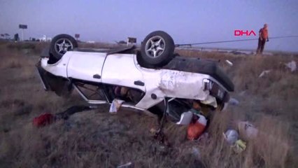 Aksaray otomobil takla attı aynı aileden 5 kişi yaralandı