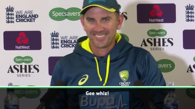 William Wallace over there! - Langer shocked by journalist's loud microphone