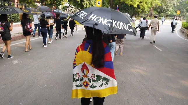 Tibetans march in India in solidarity with Hong Kong’s anti-government protesters