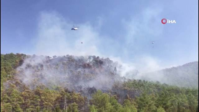 Marmaris'te orman yangını, bölgeye takviye helikopterler istendi