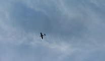 Un avion Spitfire vole dans le ciel de La Glanerie lors des commémorations