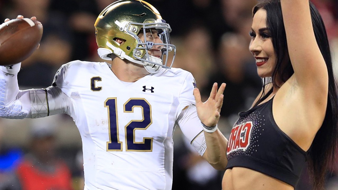 Notre Dame QB Ian Book Throws Football RIGHT At Cheerleader's Face And BREAKS Her Nose!