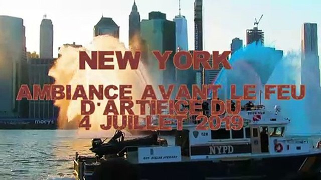 NEW YORK - Ambiance avant le feu dartifice du 4 Juillet 2019 , avec le show des pompiers et policiers