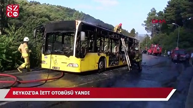Beykoz’da İETT otobüsü alev alev yandı