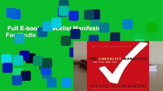 Full E-book  Checklist Manifesto  For Kindle