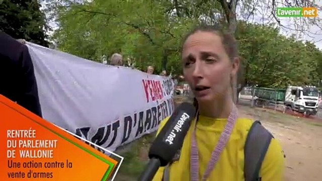 L'Avenir - Action contre la vente d'armes lors de la rentrée du Parlemet de Wallonie
