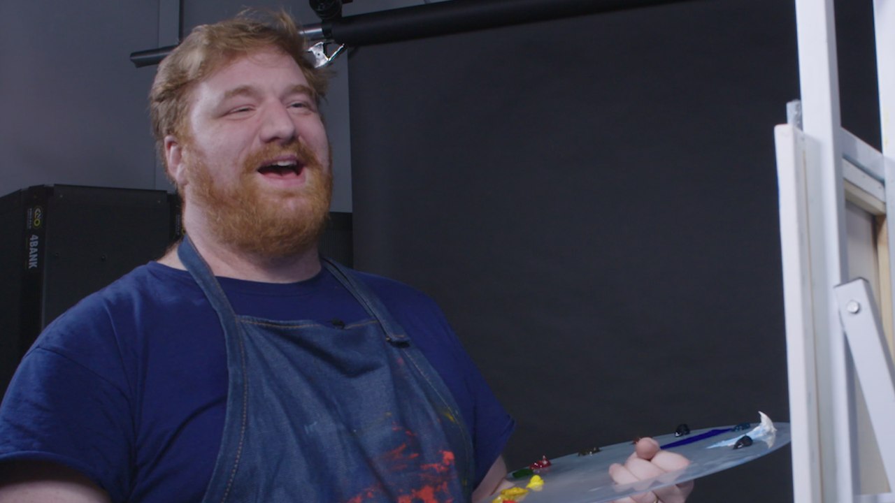 Happy Anderson does spot-on celebrity impersonations while painting along with Bob Ross — The Bob Ross Challenge