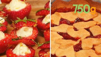 Tải video: 4 recettes de gourmandises aux fraises - 750g