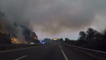 Un incendio en Ourense cruza la carretera y provoca grandes retenciones