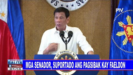 Mga senador, suportado ang pagsibak kay Faeldon