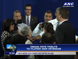 94-year-old veteran gets tribute, kiss from Obama