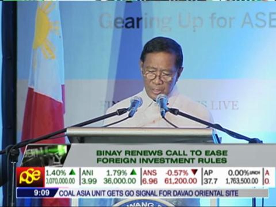 Binay urges easing foreign investment rules