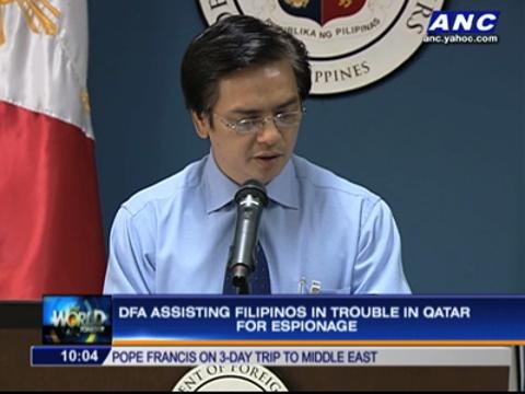 DFA assisting Filipinos charged with espionage in Qatar