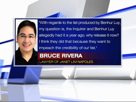 Napoles camp questions timing of release of Luy files