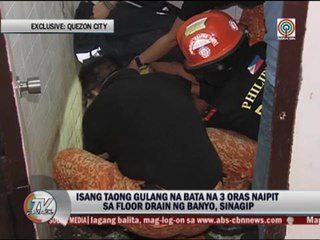 Toddler stuck for hours in toilet drain