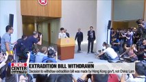Hong Kong leader says withdrawal of extradition bill supported by China