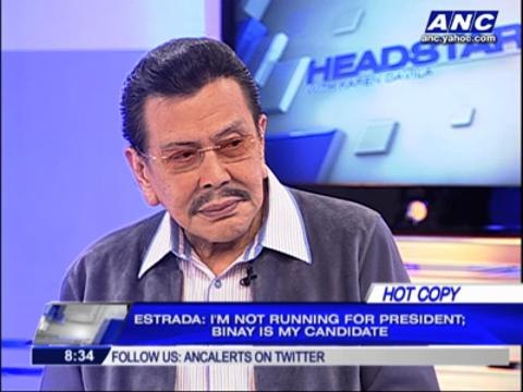 Binay can beat Grace Poe: Erap