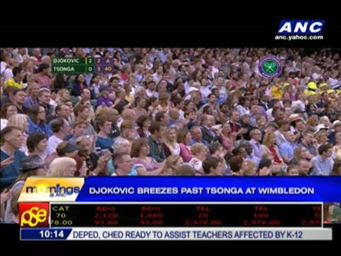 Djokovic breezes past Tsonga at Wimbledon