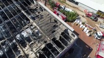 Bursa’da fabrika yangını söndürüldü, çalışmalar havadan görüntülendi