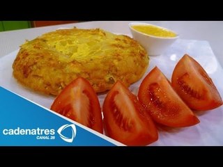 Tortilla española con alioli de azafrán