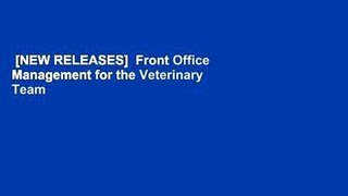 [NEW RELEASES]  Front Office Management for the Veterinary Team